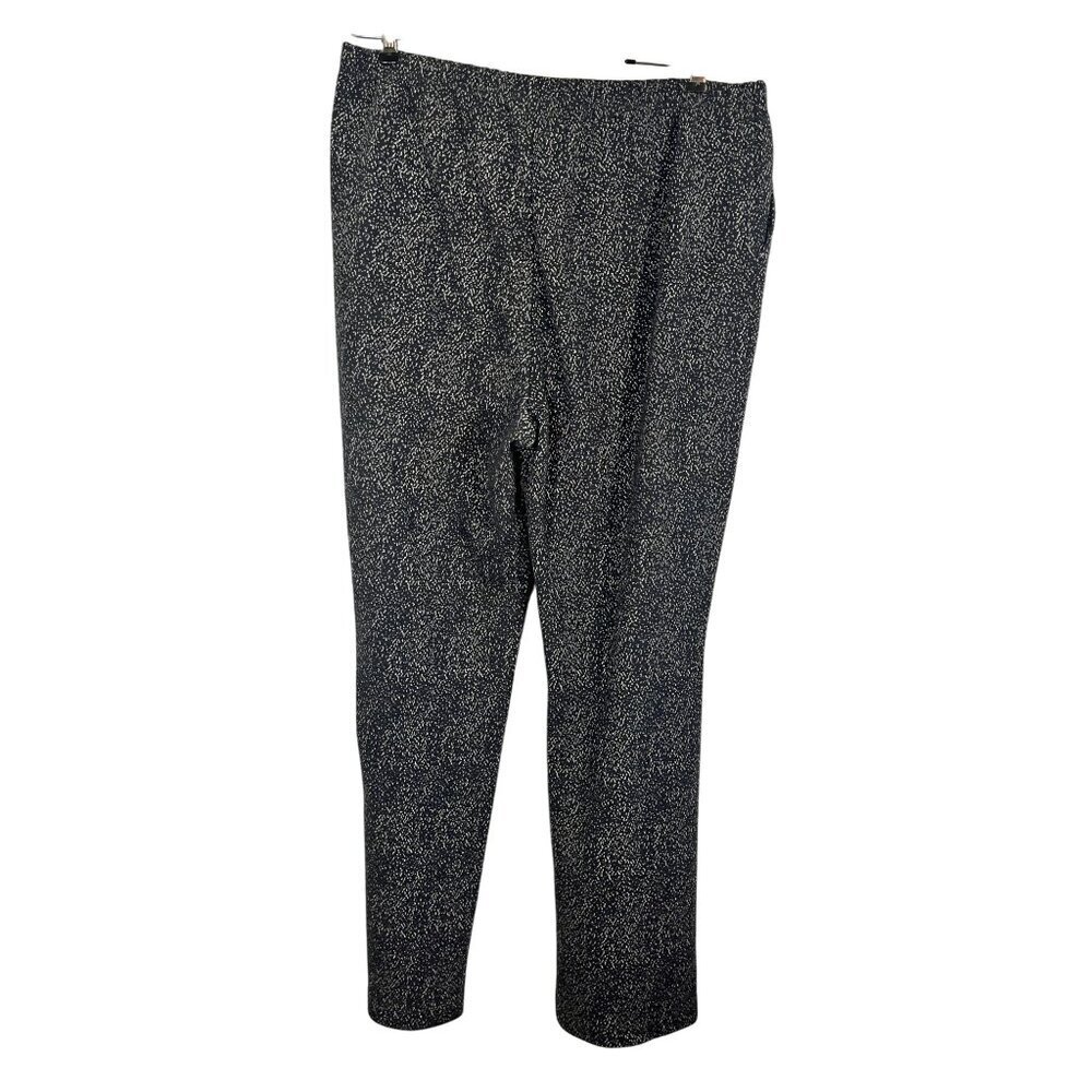 Lands End Polka Dot Sport Knit Pant Black L Active Straight Leg Preppy Neutral